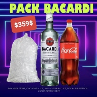 Bacardí 750 ml con 2 refrescos y hielo